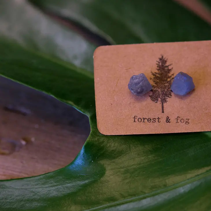 Forest & Fog - Raw Gemstone Stud Earrings