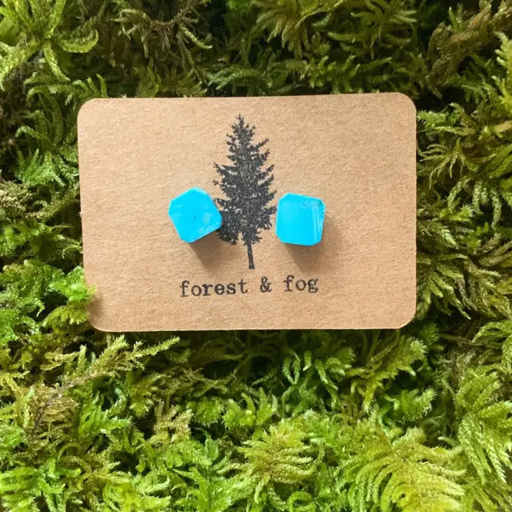 Forest & Fog - Raw Gemstone Stud Earrings