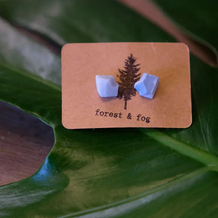 Forest & Fog - Raw Gemstone Stud Earrings
