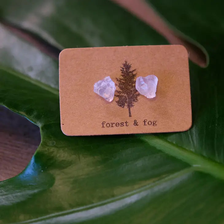 Forest & Fog - Raw Gemstone Stud Earrings